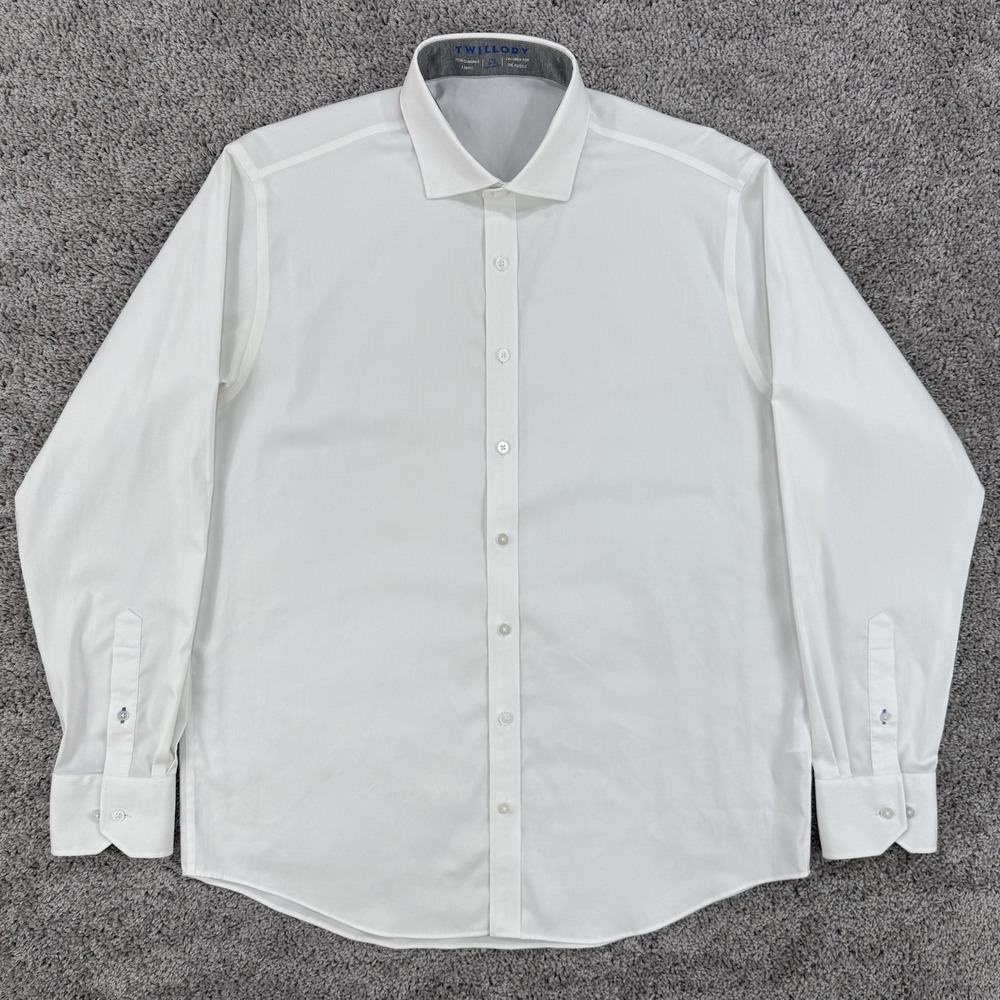Twillory Shirt Men's 16.5/34-35 Solid White Performance Traditional Fit CoolMax